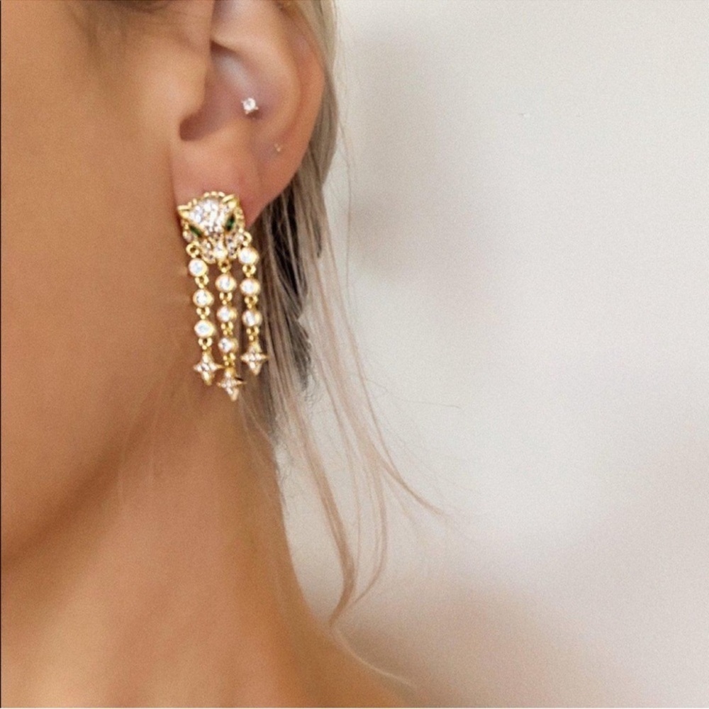 Panthere Melinda Maria Gold Crystal Earrings